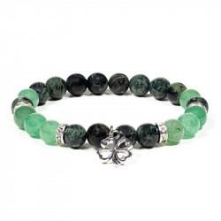 Bracelet jaspe Kambaba et aventurine, avec trèfle