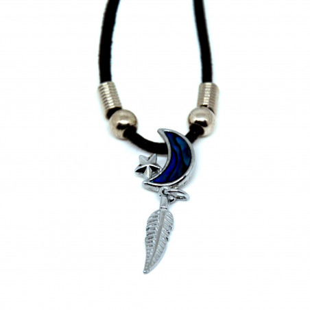 Pendentif lune avec plume