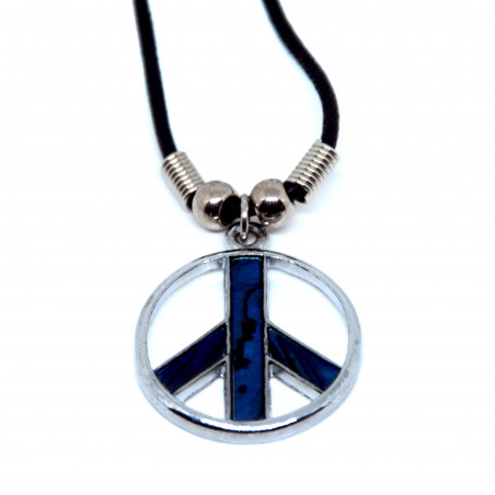 Pendentif signe peace and love bleu