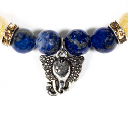 Bracelet lapis lazuli / Quartz avec Ganesh