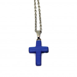 Pendentif crucifix bleu marine