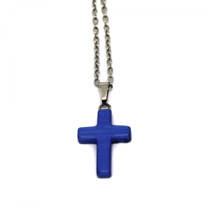 Pendentif crucifix bleu marine