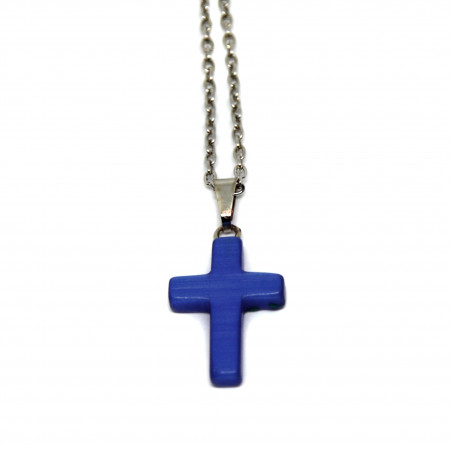 Pendentif crucifix bleu marine