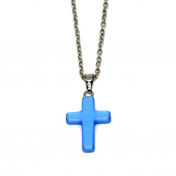 Pendentif crucifix bleu clair