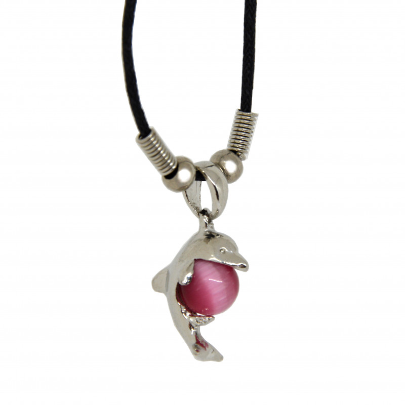 Pendentif dauphin et orbe rose