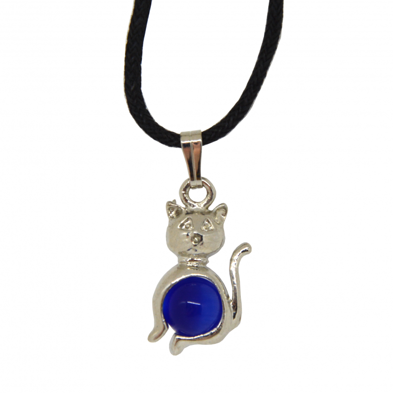 Pendentif chat et orbe bleu