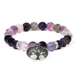 Bracelet fluorite et améthyste arbre de vie