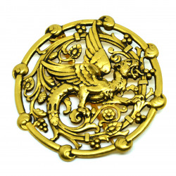 Grosse broche griffon bronze doré