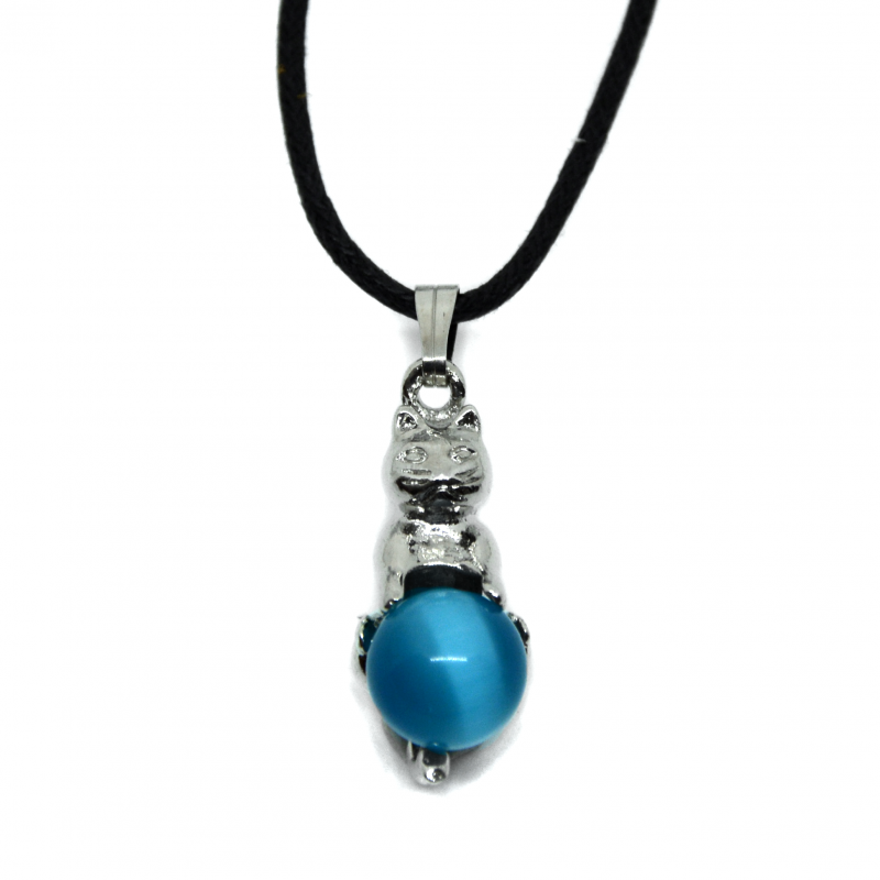 Pendentif chat turquoise