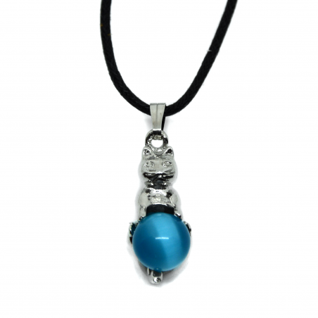 Pendentif chat turquoise