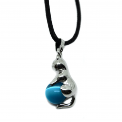 Pendentif chat turquoise