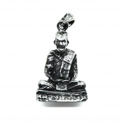 Pendentif argent moine tibétain en méditation