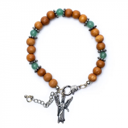 Bracelet Archange Raphael bois et aventurine verte