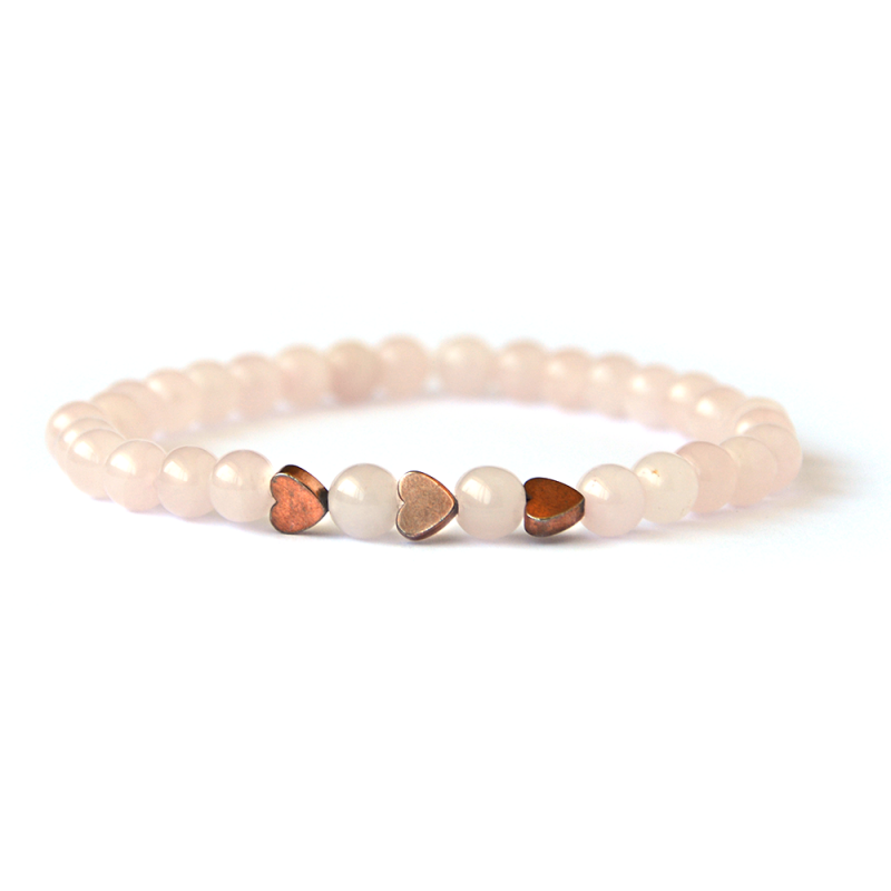 Bracelet cœur quartz rose