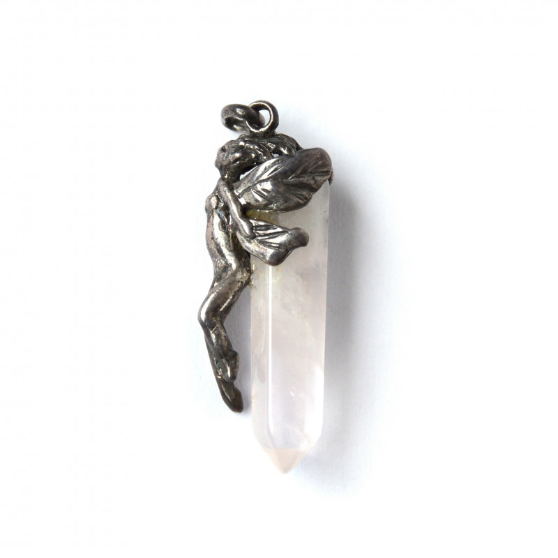 Pendentif fée et quartz rose