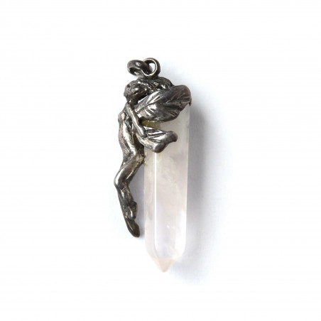 Pendentif fée et quartz rose