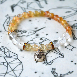 Bracelet citrine et cristal de roche, avec Bouddha