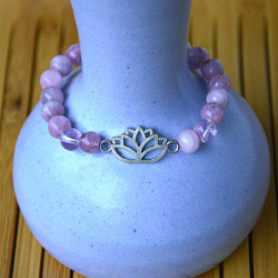 Bracelet améthyste / cristal de roche avec lotus