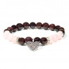 Bracelet grenats et quartz rose, avec coeur