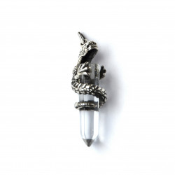 Pendentif en argent dragon des eaux et quartz blanc