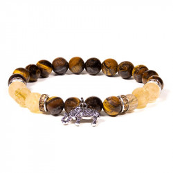 Bracelet oeil de tigre et quartz rutile éléphant