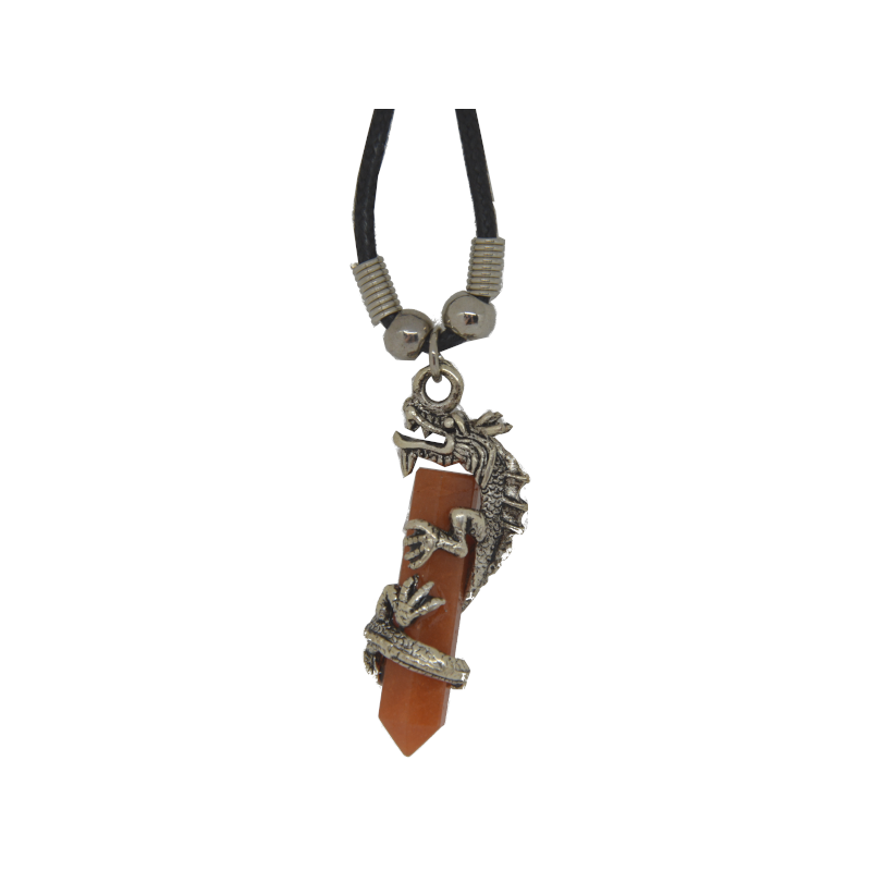 Pendentif dragon et agate orange