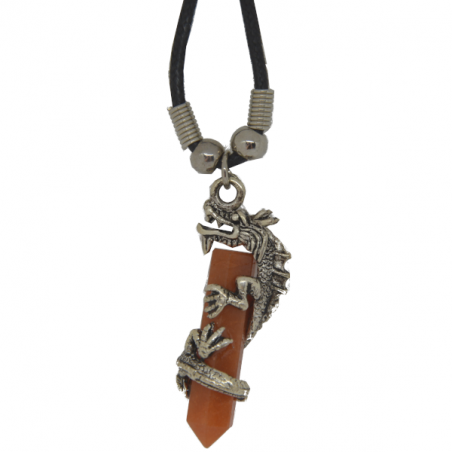 Pendentif dragon et agate orange