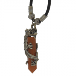 Pendentif dragon et agate orange