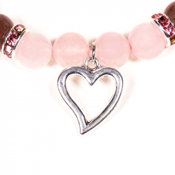 Bracelet quartz rose / quartz fraise avec coeur