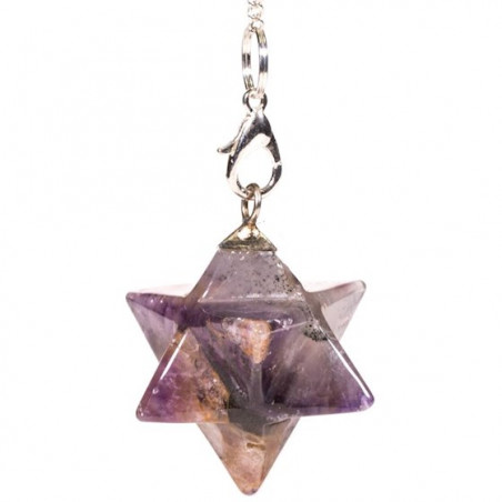 Pendule améthyste Merkabah à huit pointes