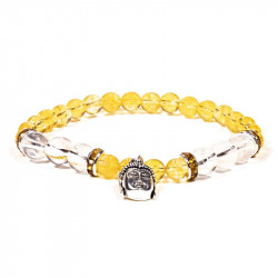 Bracelet citrine et cristal de roche Bouddha